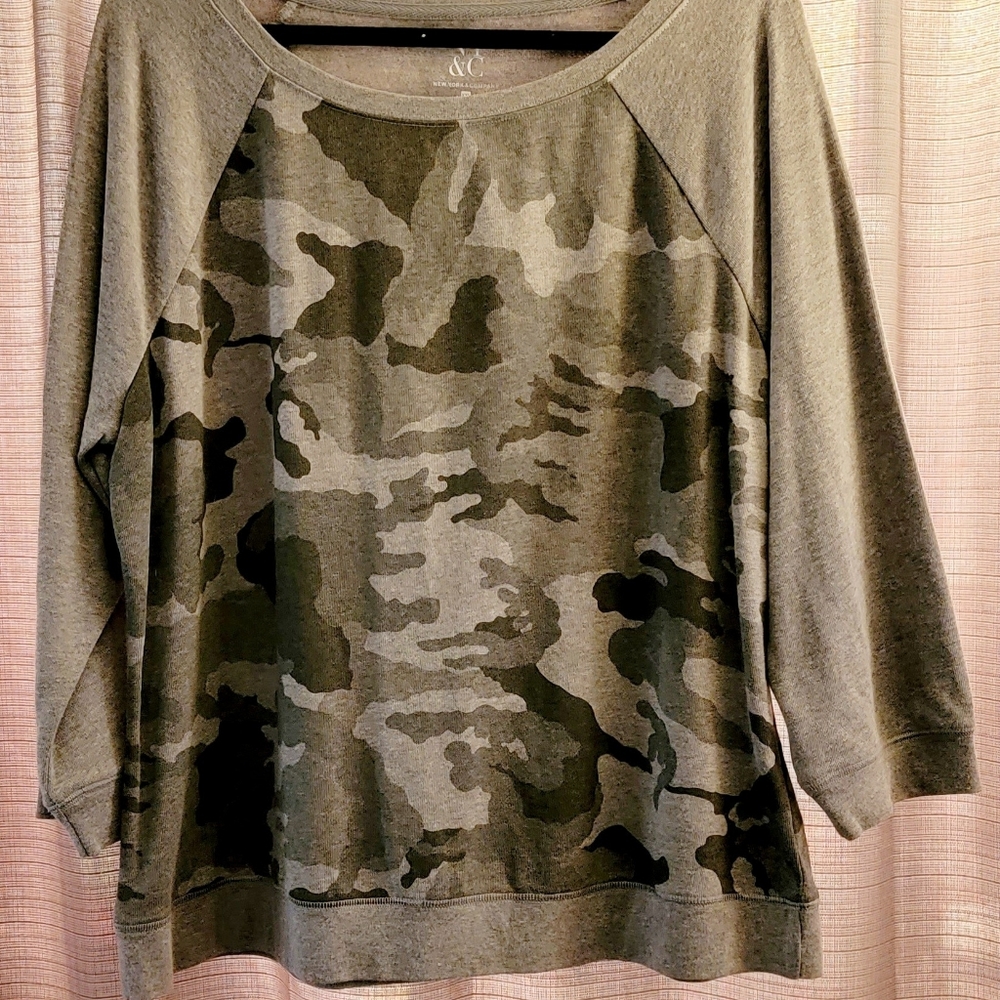 BNWT NY&Co Gray Camo Sweatshirt Sz XXL